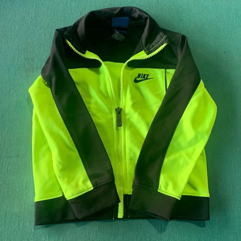 Like new 24m child’s Nike jacket bright green and black